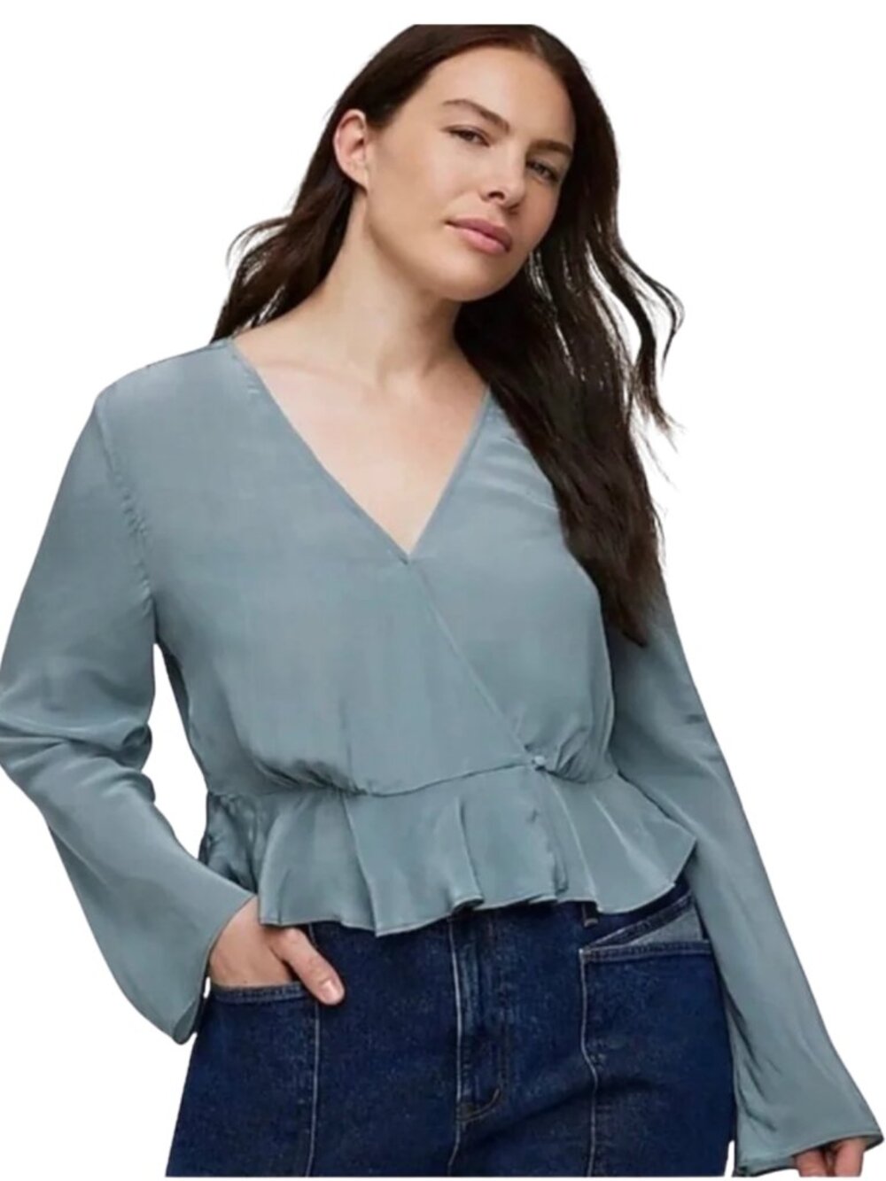 NWT Madewell Satin Wrap Peplum Top Blouse Sz 6 Coquette Whimsigoth Romantic Boho